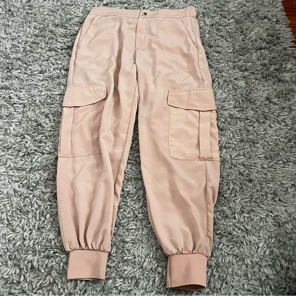 Zara Light Pink Trouser Cargo Joggers size Medium